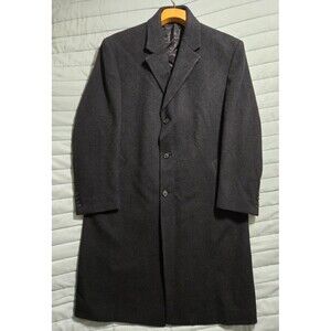 Jos A Bank Men Black Overcoat 100% Wool 3 Front Button size 44R